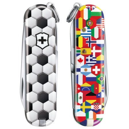 Coltello da tasca Victorinox Classic LE World Of Soccer nero/bianco WorldOfSoccer