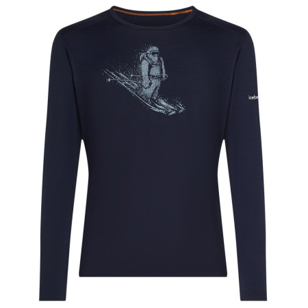 Maglietta funzionale da uomo Icebreaker Men Merino 200 Oasis LS Crewe SkiingYeti blu scuro Midnight Navy