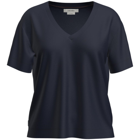 Maglietta sportiva da donna Icebreaker W Mer 150 Tech Lite SS Relax V Neck Tee blu scuro Midnight Navy