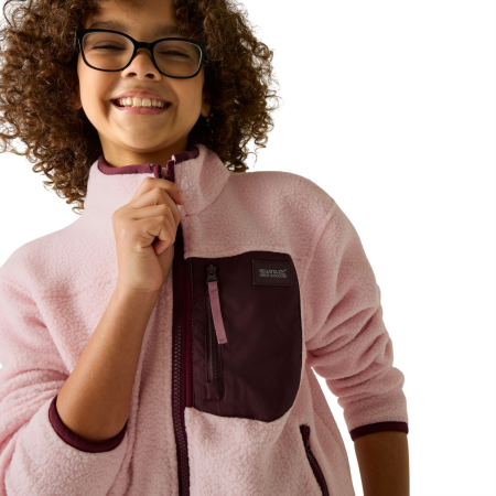 Felpa sportiva per bambini Regatta Junior Frankie Warm Fleece Pink Haze/Fig