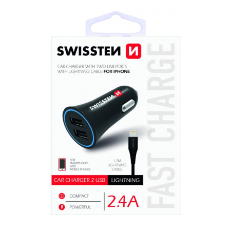 Adattatore da auto Swissten Car Charger + Lightning Cable
