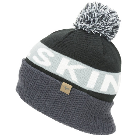 Cappello invernale SealSkinz Water Repellent Cold Weather Bobble Hat nero/grigio Black/Grey/White