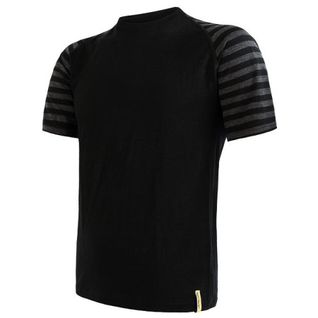 Maglietta funzionale da uomo Sensor Merino Air kr. r. nero/grigio Black/TmHeStripes