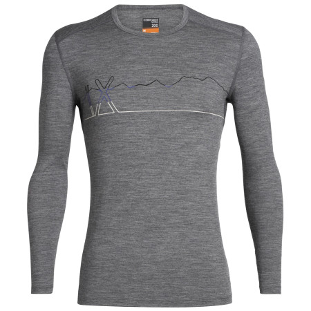 Maglietta da uomo Icebreaker Mens 200 Oasis LS Crewe Single Line Ski grigio GritstoneHthr