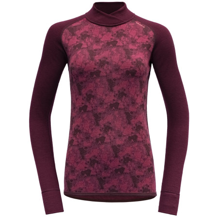 Felpa tecnica da donna Devold Kvitegga Merino 230 C.Neck Wmn rosa/bordeaux Beetroot
