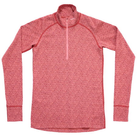 Maglietta sportiva da donna Devold Signature Silk 230 Zip Wmn rosa Apricot