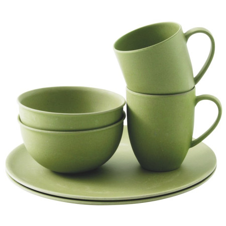 Set di stoviglie Outwell Bamboo Dinner Set 2 persons verde