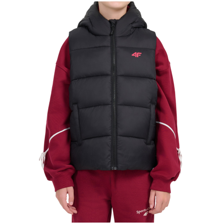 Gilet per bambini 4F Vest Jacket F370 Deep Black nero/rosa Deep Black
