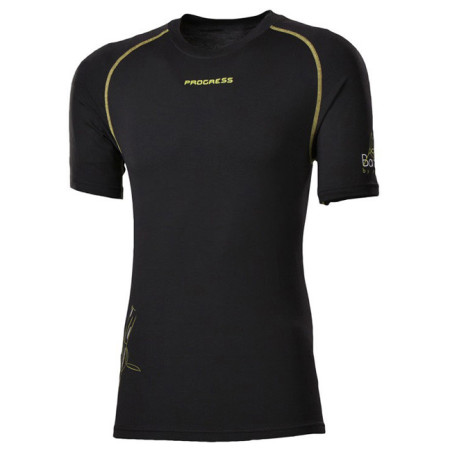 Maglietta da uomo Progress Triko NKR 28CA kr.r. nero Black/GreenStitching