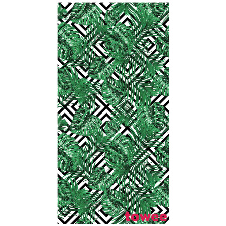 Asciugamano ad asciugatura rapida Towee Monstera 80x160 cm bianco/verde Monster
