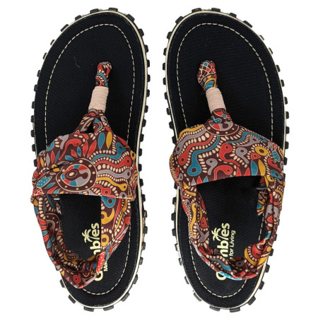 Sandali Gumbies Slingback Aboriginal nero/marrone Aboriginal