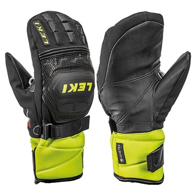 Guanti da sci Leki Worldcup Race Coach Flex S GTX Junior Mitt nero/giallo black-ice lemon