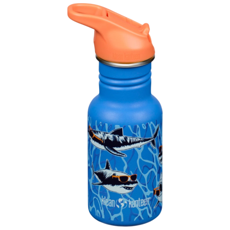Bottiglia per bambini Klean Kanteen Kid Classic Narrow 12oz (w/Flip Seal Sport Cap) blu sharks in shades
