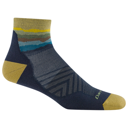 Calzini da uomo Darn Tough Run Quarter Ultra-Lightweight With Cushion grigio/giallo skyracer blue