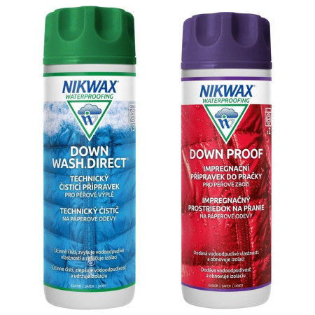Impregnanti Nikwax Down wash direct + Down Proof 2x 300ml