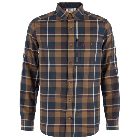Camicia da uomo Fjällräven Fjällglim Regular Shirt M marrone Wood Brown-Black Oak
