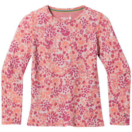 Maglietta sportiva per bambini Smartwool Kids' Classic Thermal Merino Base Layer Crew rosa FESTIVE FUCHSIA FLORAL
