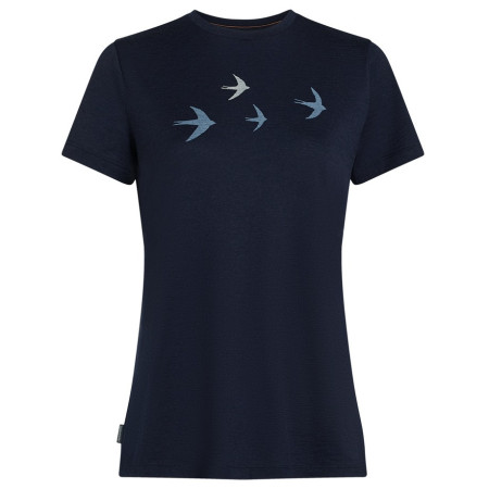 Maglietta da donna Icebreaker Women Merino 150 Tech Lite SS Tee Bird Transit blu scuro Midnight Navy