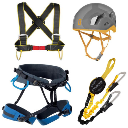 Set da ferrata Singing Rock Packet Ferrata Exp (yellow/grey helmet)