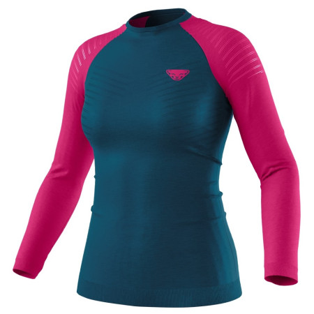 Maglietta sportiva da donna Dynafit Tour Light Merino W L/S Tee blu/rosa Flamingo/
