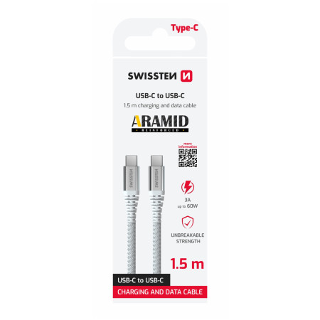 Cavo Swissten Aramid Reinforced USB C / USB C 1,5 m