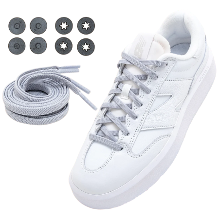 Lacci delle scarpe Lock Laces Flat grigio Flat Gray