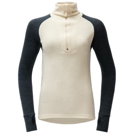 Maglietta sportiva da donna Devold Expedition Merino Silk Zip Wmn nero/beige Ink/Offwhite