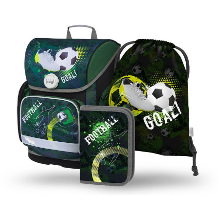 Set di zaino Baagl Ergo SET 3 Fotbal verde