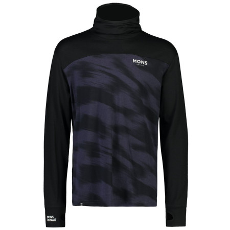 Maglietta funzionale da uomo Mons Royale Yotei Powder Hood Ls nero/blu Black/Motion
