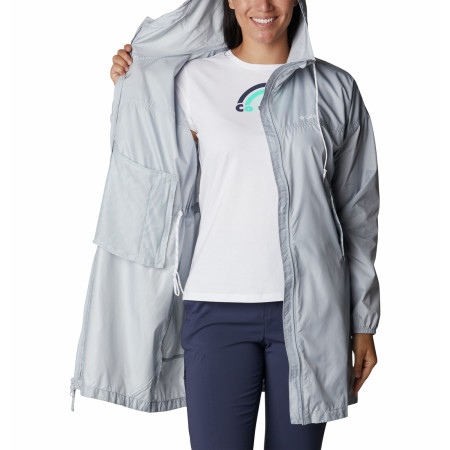 Giacca a vento da donna Columbia Flash Challenger Long Windbreaker grigio chiaro Cirrus Grey