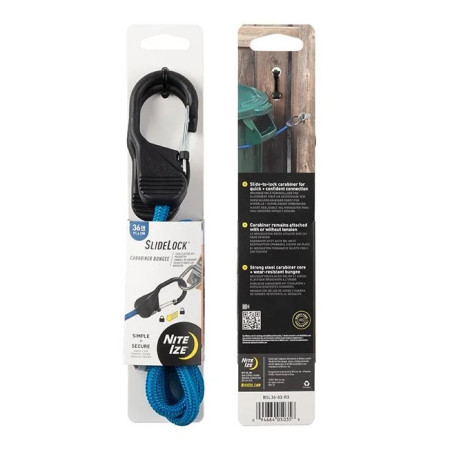 Corda elastica Nite Ize Slide Lock Carabiner Bungee 36" blu Modrá