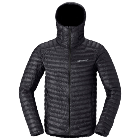 Piumino da uomo Norrona trollveggen down800 super light Hood nero Caviar Black