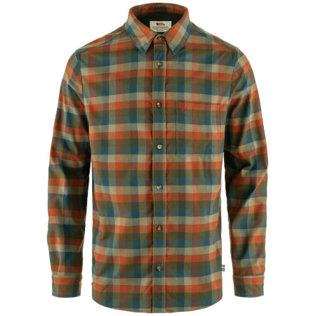 Camicia da uomo Fjällräven Lappland Stretch Flannel Shirt M verde/marrone Laurel Green-Autumn Leaf