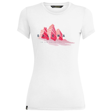 Maglietta da donna Salewa Lines Graphic Dry W T-Shirt. bianco/rosso Optical White