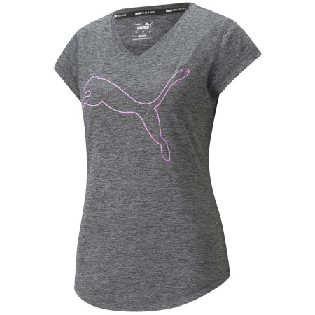 Maglietta da donna Puma Train Favorite Heather Cat Tee grigio green