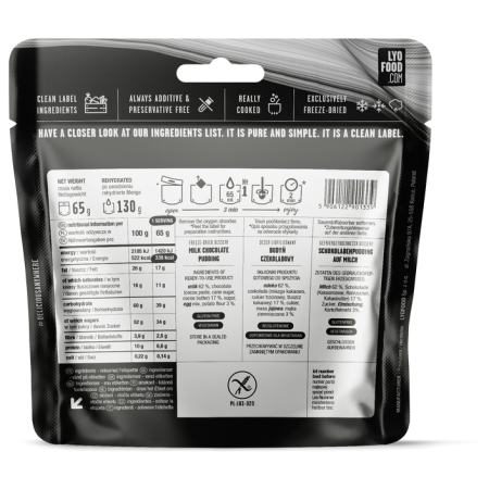 Cibo disidratato Lyo food Budino al cioccolato