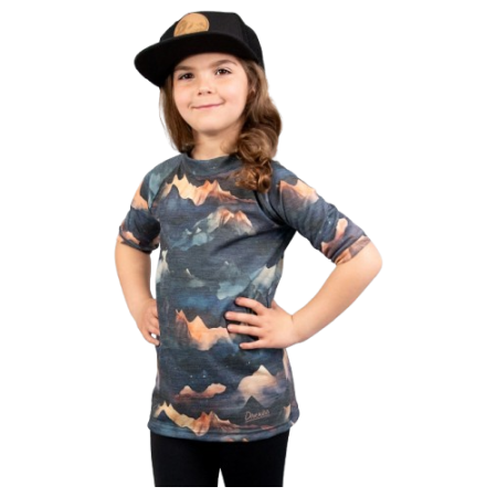Maglietta sportiva per bambini Drexiss All Alpine Peaks Merino Active blu/arancio