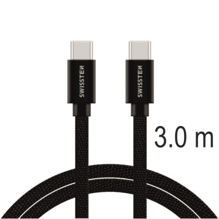 Cavo di ricarica e trasmissione Swissten Textile USB-C / USB-C 3 m