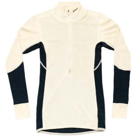 Maglione con collo alto da donna Devold Wool Mesh 190 Zip Neck Wmn bianco/nero INK/OFFWHITE