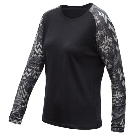 Dámské funkční triko s dlouhým rukávem Sensor Merino Blend Impress nero/grigio černá/zebra