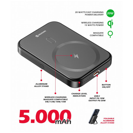 Caricabatterie portatile senza fili Swissten POWER BANK PD 20W 5000 mAh