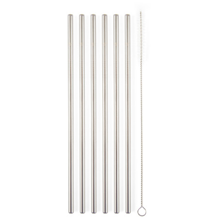 Cannucce G21 BeEco Classic 6 ks rovná + kartáček na čištění argento