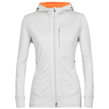 Felpa tecnica da donna Icebreaker Quantum III LS Zip Hoodie grigio chiaro ether/flash