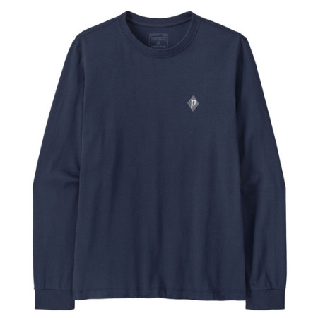 Maglietta da uomo Patagonia M's L/S MW Hut Tripper Skyline T-Shirt blu New Navy