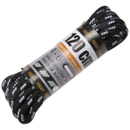 Lacci delle scarpe Bennon Laces Black-Grey Box 120 cm