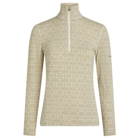 Maglietta sportiva da donna Icebreaker Women M 260 Tech Vertex LS HZ AlpGeo beige/bianco Undyed/Cumin/J