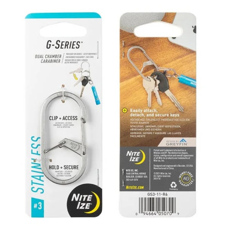 Moschettone ausiliario Nite Ize G-series #3 argento Stříbrná