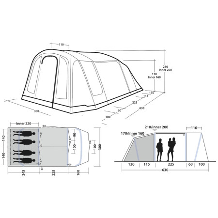 Tenda familiare per 4 persone Outwell Sacramento 4 Air