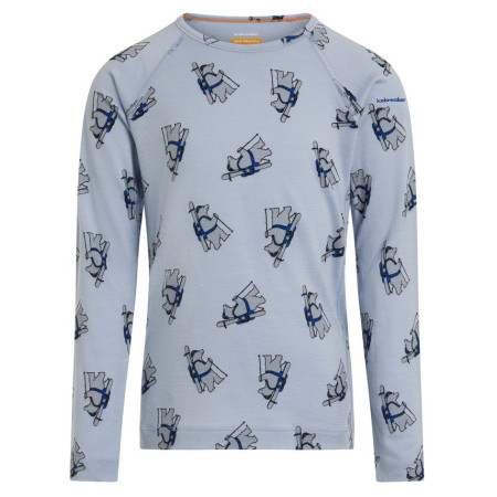 Maglietta sportiva per bambini Icebreaker Kids M 200 Oasis LS Crewe Bear Tour AOP azzurro Zinc Blue/Aop