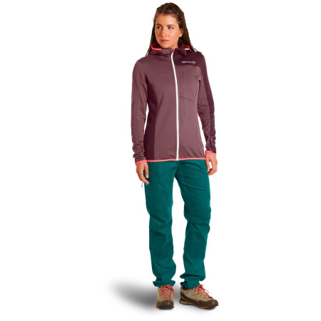 Felpa tecnica da donna Ortovox Fleece Light Grid Hooded Jkt W